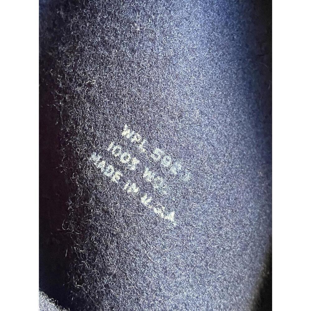 NWT Hat Attack Womens 100% Wool Felt Brimmed Fedora Leather Trim Navy Blue Hat - Picture 9 of 9